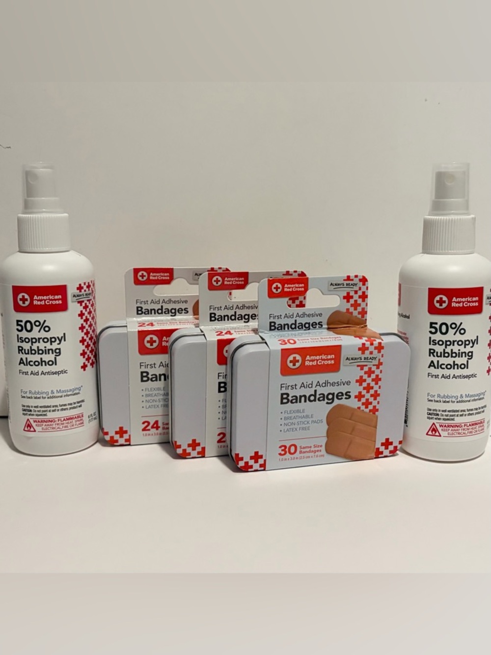 First Aid Adhesive Bandages and Isopropyl Alcohol Kit - White